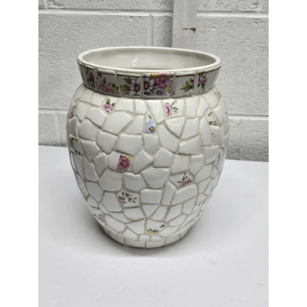 Mosaic Tile Vase Vintage 9.75